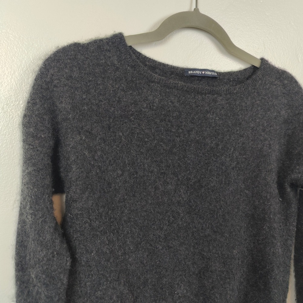 Brandy Melville Sweater Women One Size Charcoal Grey 100% Cashmere Long Sleeve - Picture 3 of 11